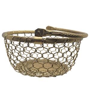 Vintage Hampton Brass Wire Basket 8.5” Woven Honeycomb Bowl Made in India – MCM